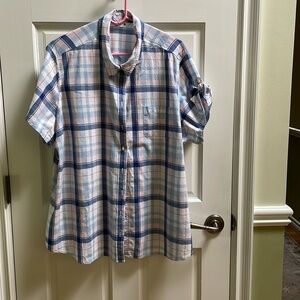 Lee Riders Women’s Short Sleeve Plaid Tailored Shirt Size 2X.